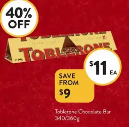 Foodworks Toblerone chocolate bar offer