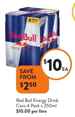 Foodworks Red bull energy drink cans offer