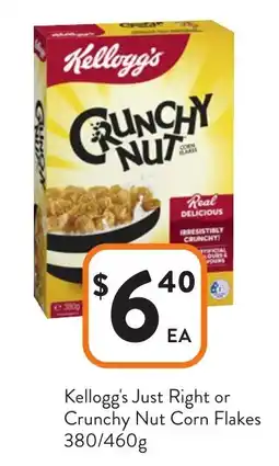 Foodworks Kellogg's just right or crunchy nut corn flakes offer