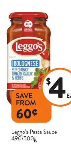 Foodworks Leggo's pasta sauce offer