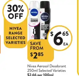 Foodworks Nivea Aerosol Deodorant offer