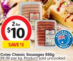 Coles Coles Classic Sausages offer