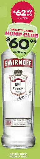 Thirsty Camel Smirnoff vodka red offer