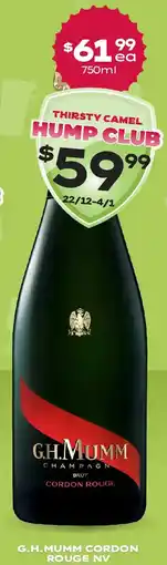 Thirsty Camel G.h.mumm cordon rouge nv offer