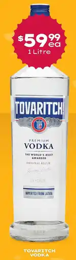 Thirsty Camel Tovaritch vodka offer