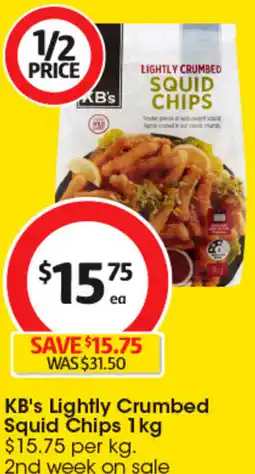 Coles Kb's lightly crumbed squid chips offer