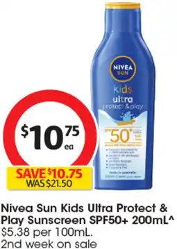 Coles Nivea Sun Kids Ultra Protect & Play Sunscreen SPF50+ offer
