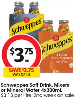 Coles Schweppes Soft Drink, Mixers or Mineral Water offer