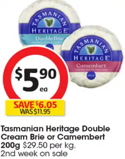 Coles Tasmanian Heritage Double Cream Brie or Camembert offer