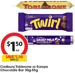 Coles Cadbury, Toblerone or Europe Chocolate Bar offer