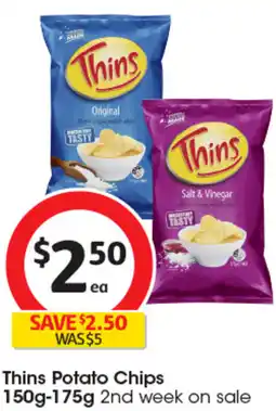 Coles Thins Potato Chips offer
