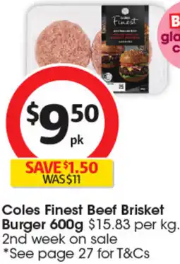 Coles Coles Finest Beef Brisket Burger offer