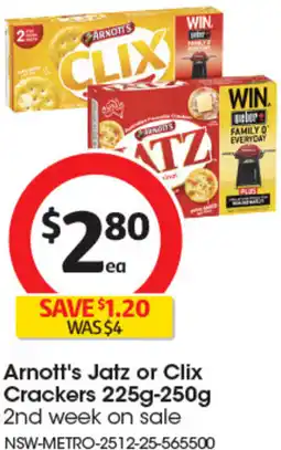 Coles Arnott's Jatz or Clix Crackers offer