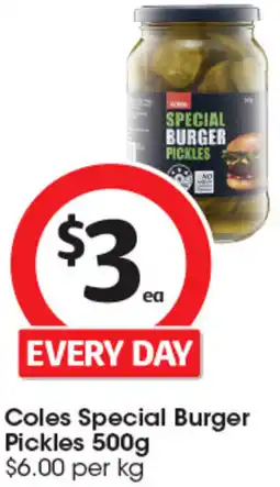 Coles Coles Special Burger Pickles offer