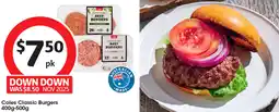 Coles Coles Classic Burgers offer