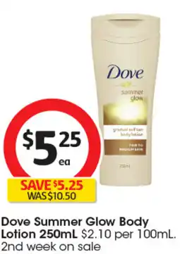 Coles Dove Summer Glow Body Lotion offer
