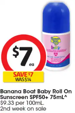Coles Banana Boat Baby Roll On Sunscreen SPF50+ offer