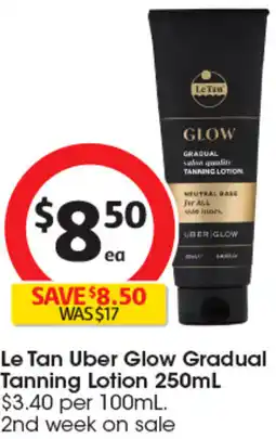 Coles Le Tan Uber Glow Gradual Tanning Lotion offer