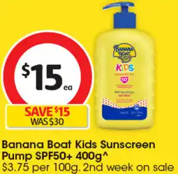 Coles Banana Boat Kids Sunscreen Pump SPF50+ offer