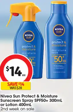 Coles Nivea sun protect & moisture sunscreen spray spf50+ offer
