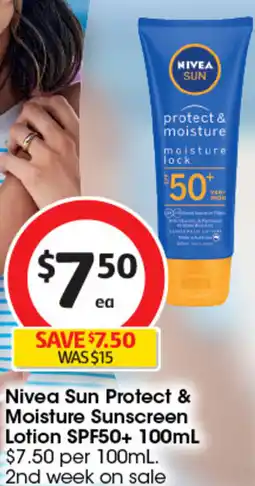 Coles Nivea Sun Protect & Moisture Sunscreen Lotion SPF50+ offer