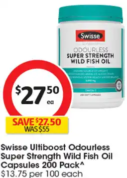 Coles Swisse Ultiboost Odourless Super Strength Wild Fish Oil Capsules offer