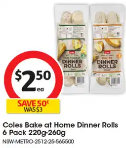 Coles Coles Bake at Home Dinner Rolls offer