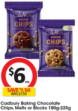 Coles Cadbury Baking Chocolate Chips, Melts or Blocks offer