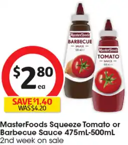Coles MasterFoods Squeeze Tomato or Barbecue Sauce offer