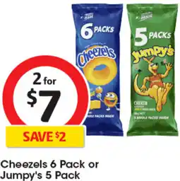 Coles Cheezels 6 Pack or Jumpy's 5 Pack offer