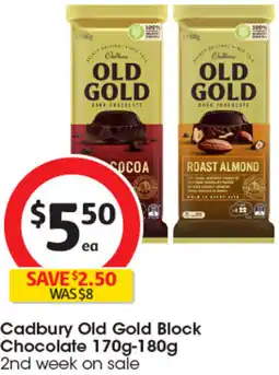Coles Cadbury Old Gold Block Chocolate offer