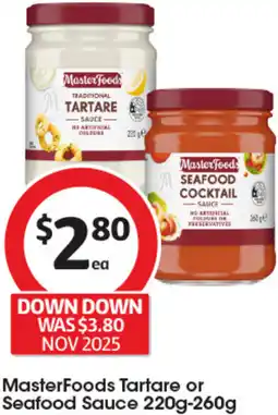 Coles MasterFoods Tartare or Seafood Sauce offer