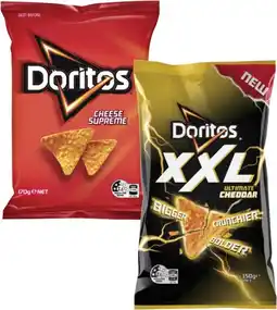Coles Doritos or XXL Corn Chips 150g-170g offer