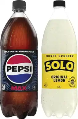 Coles Pepsi or Solo Soft Drink 1.25 Litre offer