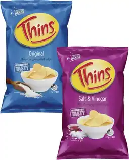 Coles Thins Potato Chips-175g offer
