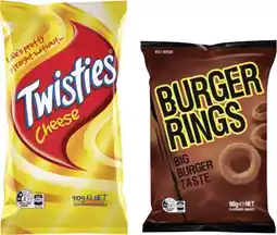 Coles Twisties, Burger Rings or Cheetos 65g-90g offer