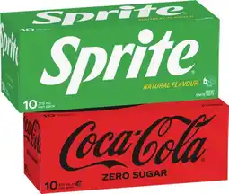 Coles Coca-Cola, Fanta or Sprite Soft Drink 10x375mL offer