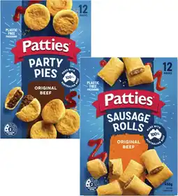 Coles Patties Party Meat Pies or Party Sausage Rolls 12 Pack 450g-560g offer