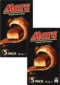 Coles Mars Smooth & Creamy Frozen Dessert Bars 247mL offer