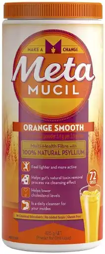 Coles Metamucil Fibre Supplement 72 Doses Orange Smooth offer
