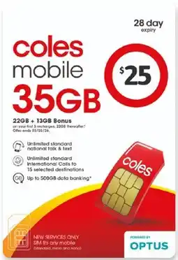 Coles Coles Mobile $25 Prepaid SIM offer