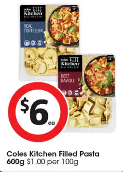 Coles Coles kitchen filled pasta 600g offer