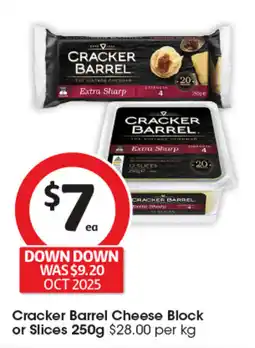 Coles Cracker barrel cheese block or slices offer