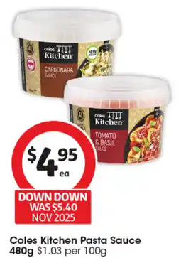 Coles Coles kitchen pasta sauce offer