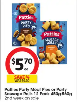 Coles Patties party meat pies or party sausage rolls offer