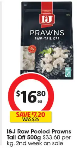 Coles I&j raw peeled prawns tail off offer