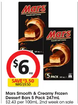 Coles Mars smooth & creamy frozen dessert bars offer