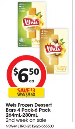 Coles Weis Frozen Dessert Bars offer