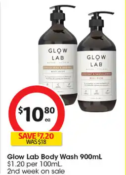 Coles Glow lab body wash offer