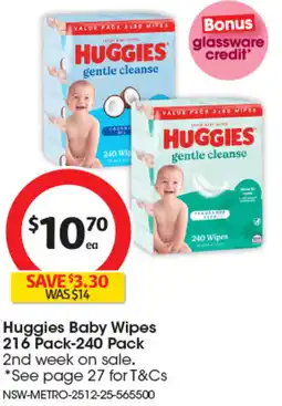 Coles Huggies baby wipes 216 pack-240 pack offer